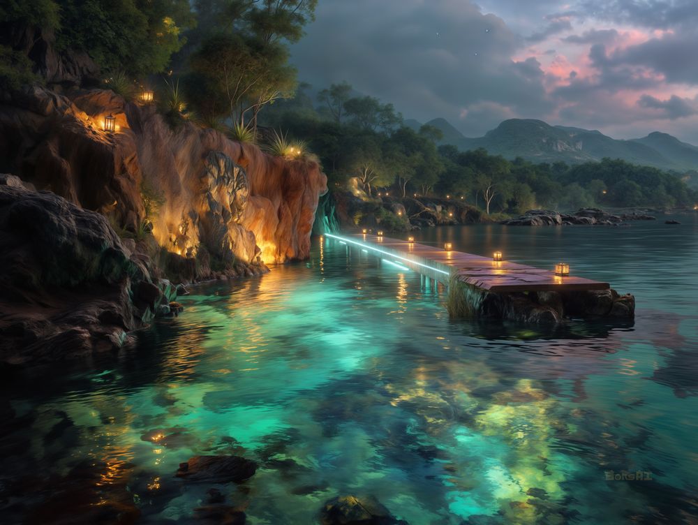 Art Print BonsAI - Glowing Waterscape