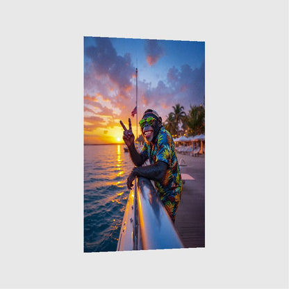 Art Print Kraurart AI - Tropical Tides & Monkey Vibes