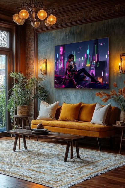 Art Print Aquila Vision AI - Lady of the Neon Veil