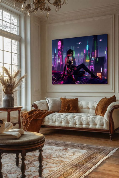 Art Print Aquila Vision AI - Lady of the Neon Veil