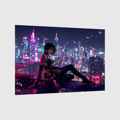 Art Print Aquila Vision AI - Lady of the Neon Veil