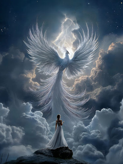 Art Print BeastiVerse AI - The Girl and the Phoenix