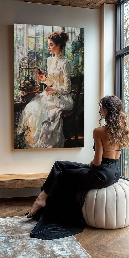 Art Print Zulfiia Ermakova - Lady with Birds