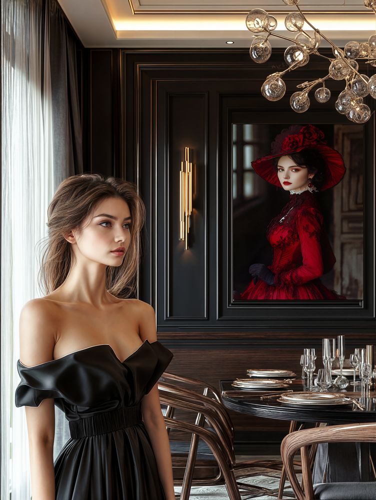 Art Print Zulfiia Ermakova - Lady in Red