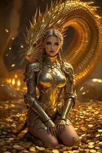 Art Print Anton Kravsov AI - Lady with Golden Dragon