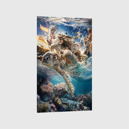 Art Print BogARTai - Swimming with Turtle