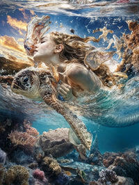 Art Print BogARTai - Swimming with Turtle