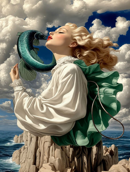 Art Print Alex Bush AI - Cliffside Reflections