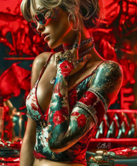 Art Print SensuAI - Tattooed Temptation