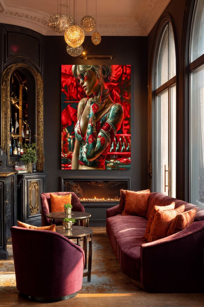Art Print SensuAI - Tattooed Temptation