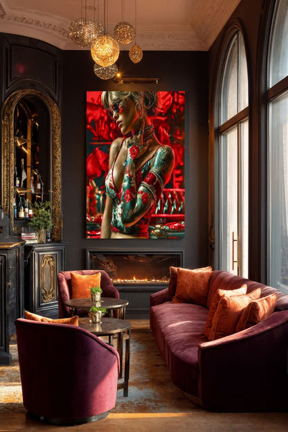 Art Print SensuAI - Tattooed Temptation