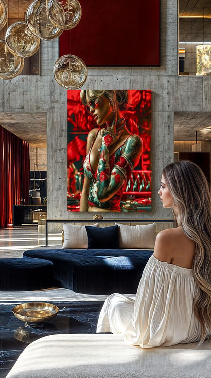 Art Print SensuAI - Tattooed Temptation