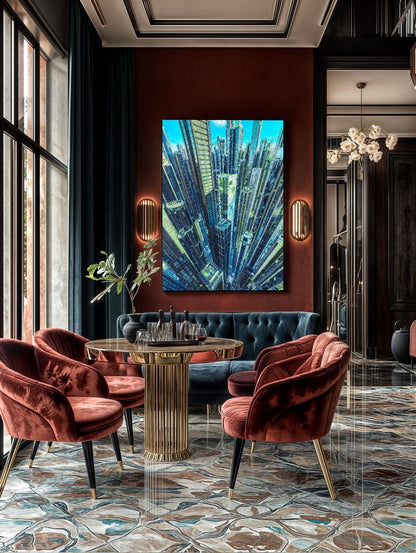 Art Print Existence Games AI - Neon Skyscrapers