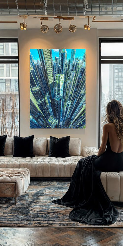 Art Print Existence Games AI - Neon Skyscrapers