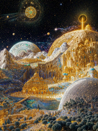Art Print Existence Games AI - Futuristic Palaces Nero