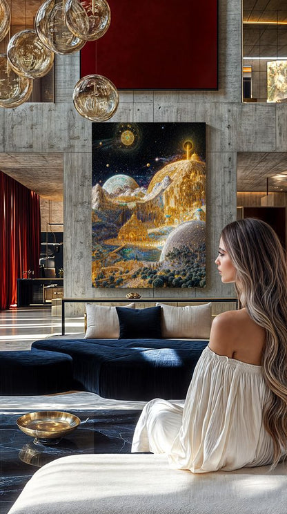 Art Print Existence Games AI - Futuristic Palaces Nero