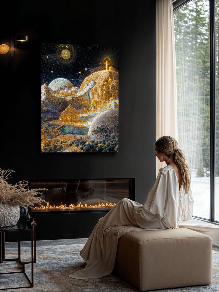 Art Print Existence Games AI - Futuristic Palaces Nero