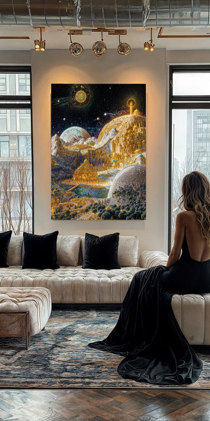 Art Print Existence Games AI - Futuristic Palaces Nero
