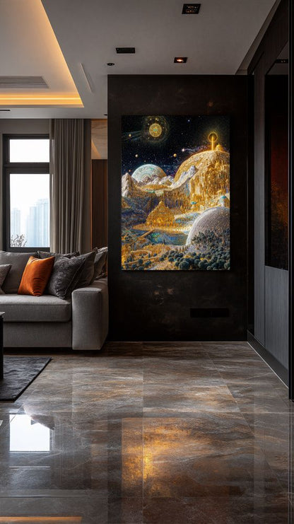 Art Print Existence Games AI - Futuristic Palaces Nero