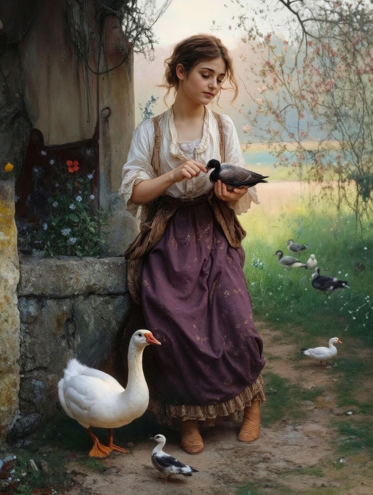 Art Print Zulfiia Ermakova - The Goose Girl's Secret