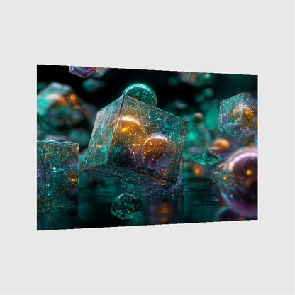 Art Print Abstract Lab AI - Cyber Bloom Under Ice