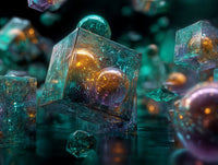 Art Print Abstract Lab AI - Cyber Bloom Under Ice