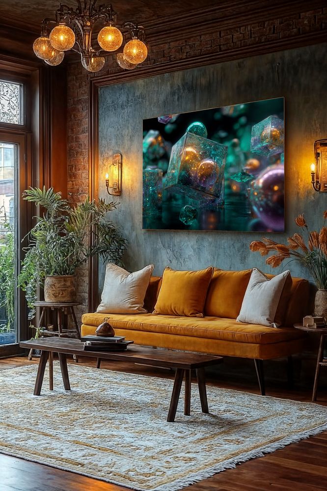 Art Print Abstract Lab AI - Cyber Bloom Under Ice