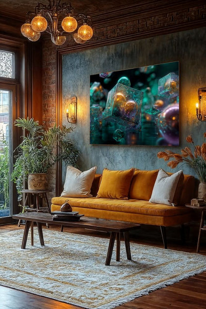 Art Print Abstract Lab AI - Cyber Bloom Under Ice