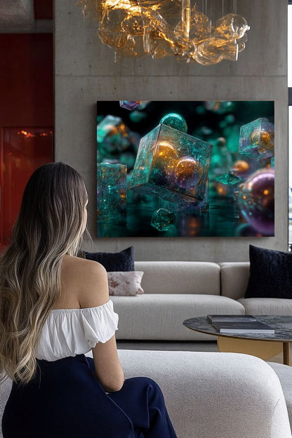 Art Print Abstract Lab AI - Cyber Bloom Under Ice
