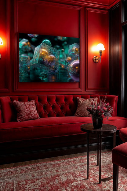 Art Print Abstract Lab AI - Cyber Bloom Under Ice