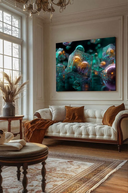 Art Print Abstract Lab AI - Cyber Bloom Under Ice