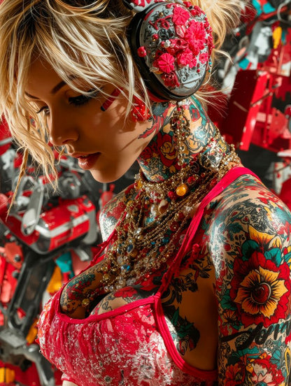 Art Print SensuAI - Red Pulse Lady
