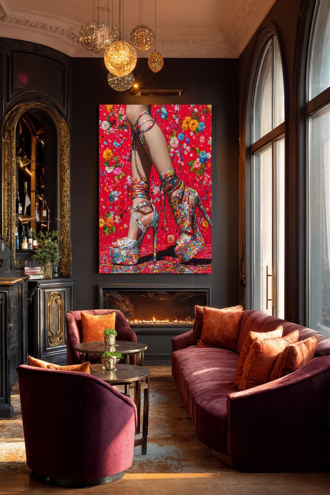 Art Print SensuAI - Floral Frenzy on Stilettos