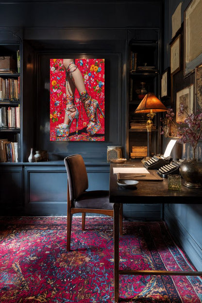 Art Print SensuAI - Floral Frenzy on Stilettos