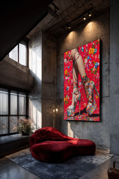 Art Print SensuAI - Floral Frenzy on Stilettos