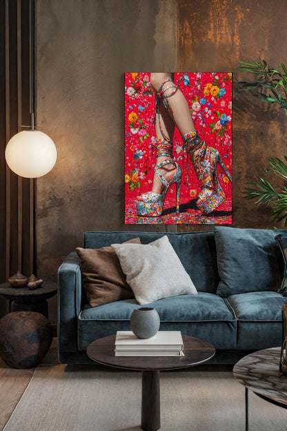Art Print SensuAI - Floral Frenzy on Stilettos