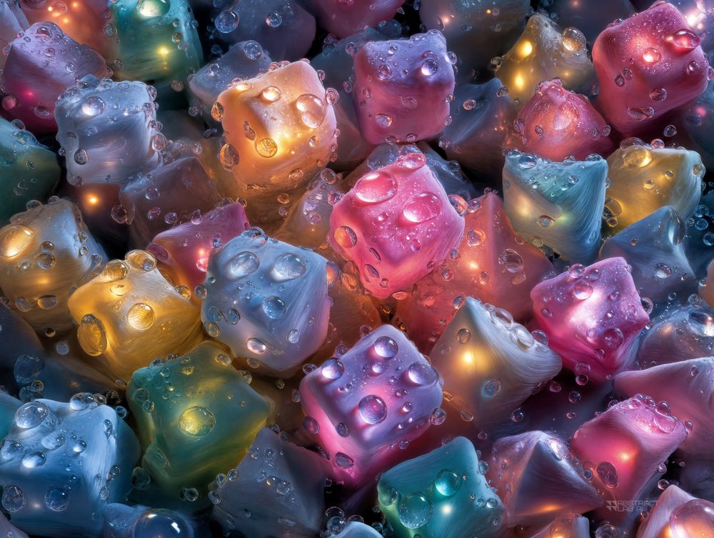 Art Print Abstract Lab AI - Glistening Cubes