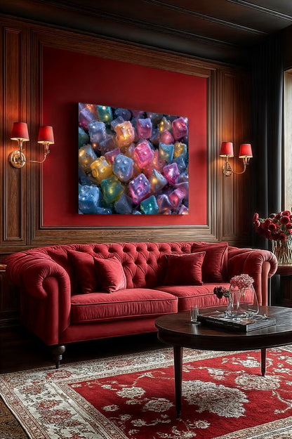 Art Print Abstract Lab AI - Glistening Cubes