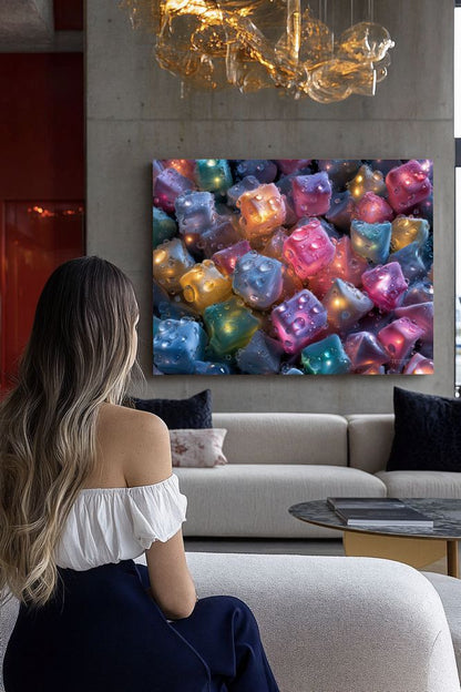 Art Print Abstract Lab AI - Glistening Cubes