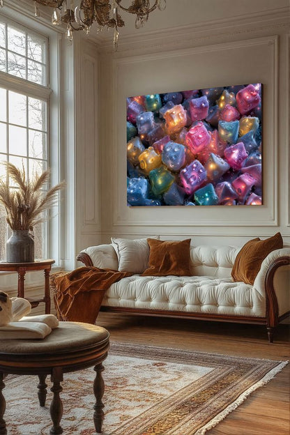 Art Print Abstract Lab AI - Glistening Cubes