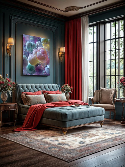 Art Print Abstract Lab AI - Droplets on Ethereal Gems