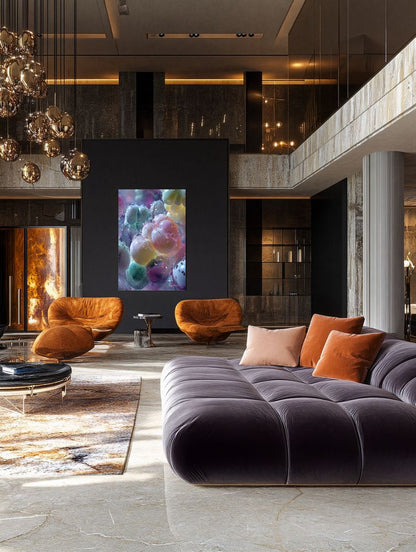 Art Print Abstract Lab AI - Droplets on Ethereal Gems