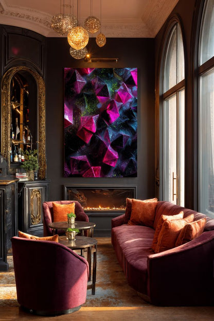 Art Print Abstract Lab AI - Purple Prisms