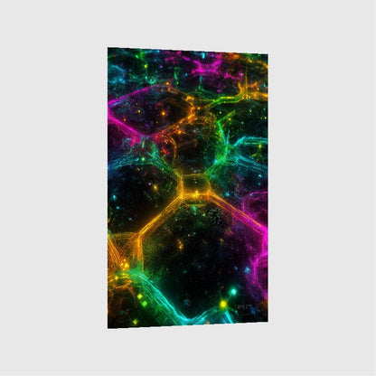 Art Print Abstract Lab AI - Neon Honeycomb Pulse