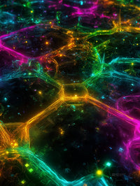 Art Print Abstract Lab AI - Neon Honeycomb Pulse