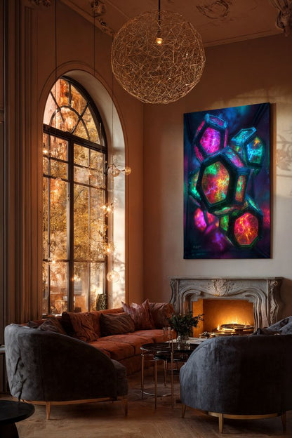 Art Print Abstract Lab AI - Luminescent Mesh