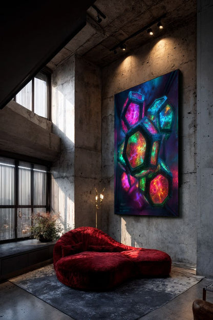 Art Print Abstract Lab AI - Luminescent Mesh
