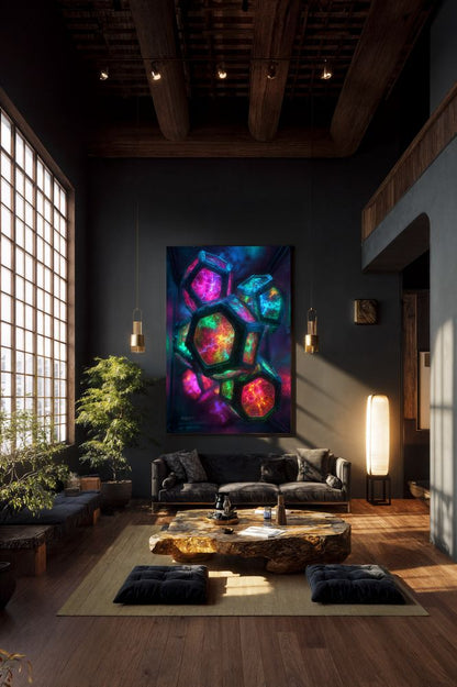 Art Print Abstract Lab AI - Luminescent Mesh