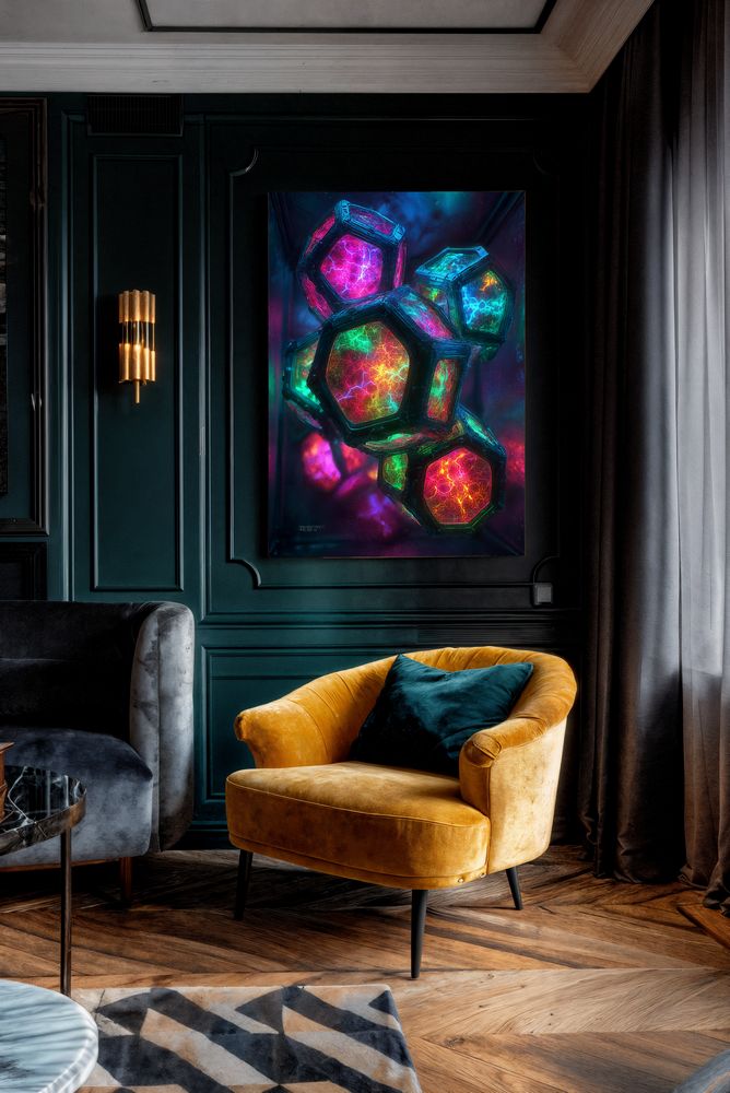 Art Print Abstract Lab AI - Luminescent Mesh