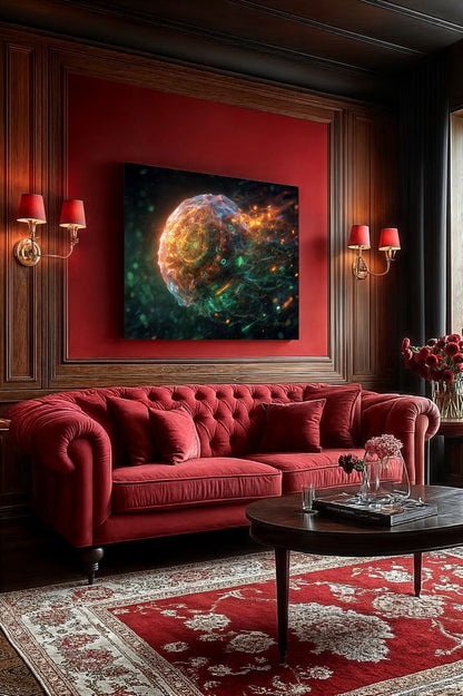 Art Print Abstract Lab AI - Starlit Gridflow